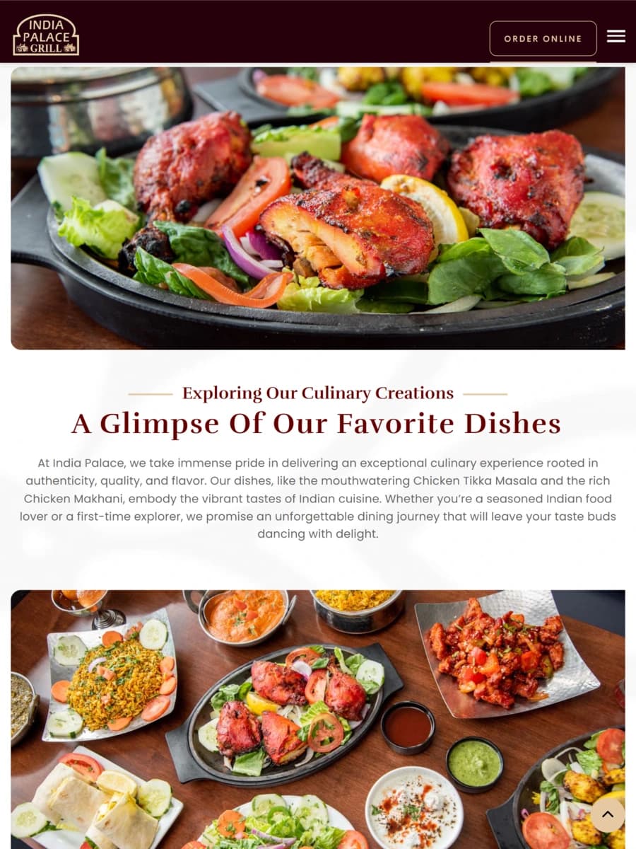 India Palace MN website